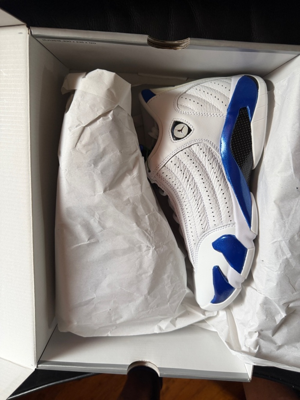 Jordan Retro Basketball Sneakers in White and Royal Blue